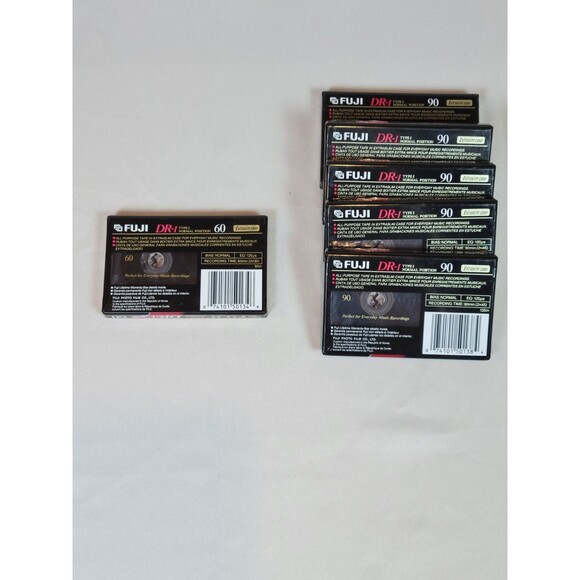 New & Sealed Bundle FUJI DR-I Audio Cassette Tapes Type 1 Normal Bias 90x5 60x1 - Picture 2 of 9